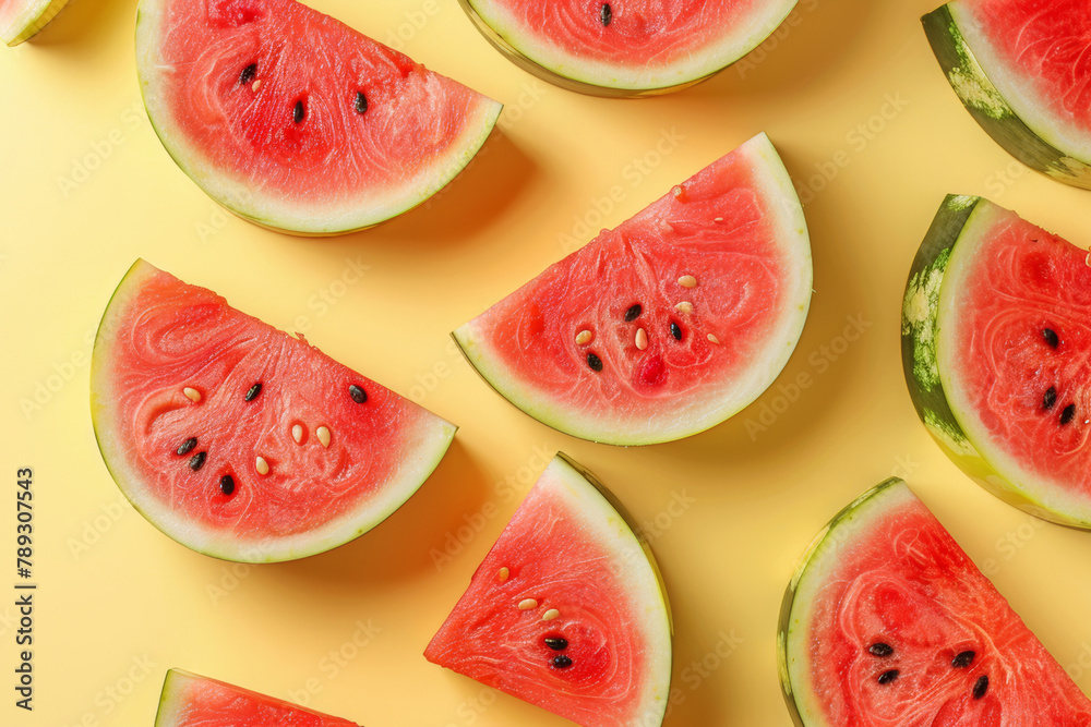 Watermelon on yellow background, summer concept Watermelon on yellow background, summer concept