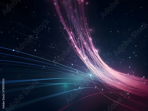 Futuristic Fiber Optic Cables Transferring Data in a Highly Detailed Radiant Tech Background