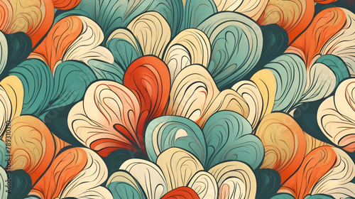 Seamless abstract hand-drawn pattern  waves. Colorful background.