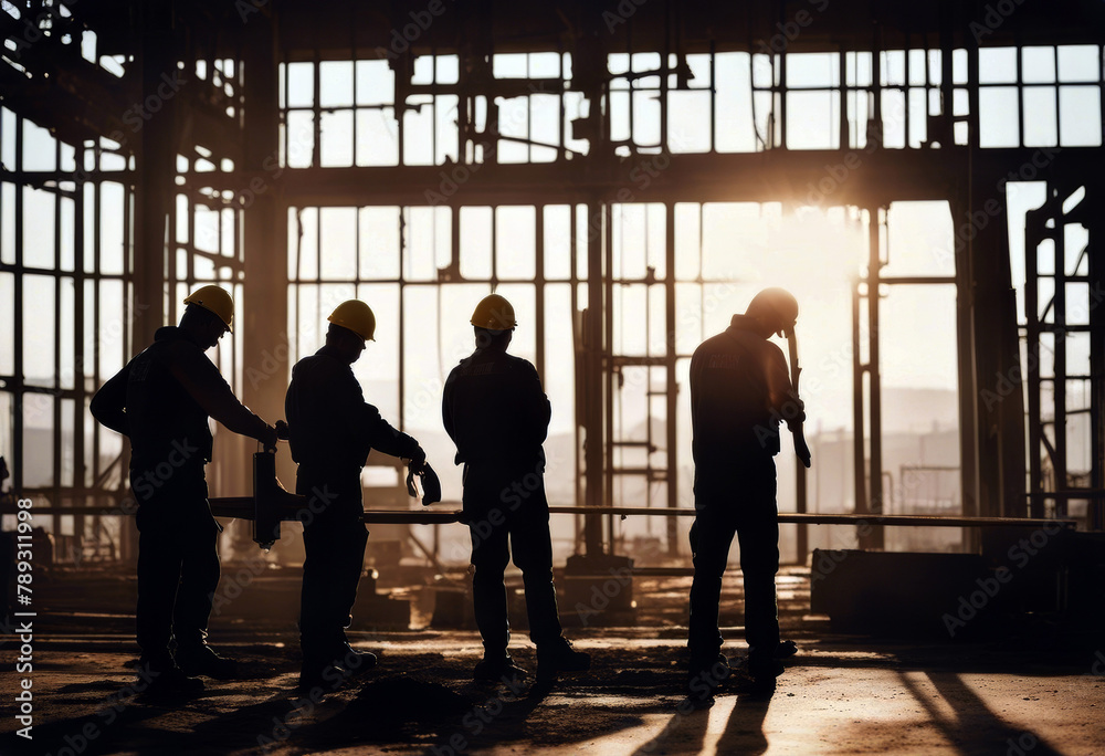 silhouette business industrial construction reference team light construction working multiple industry blurred engineer fair images together background industry create background sit