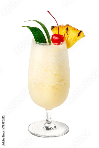 Pina Colada with pineapple and cherry on top transparent png photo