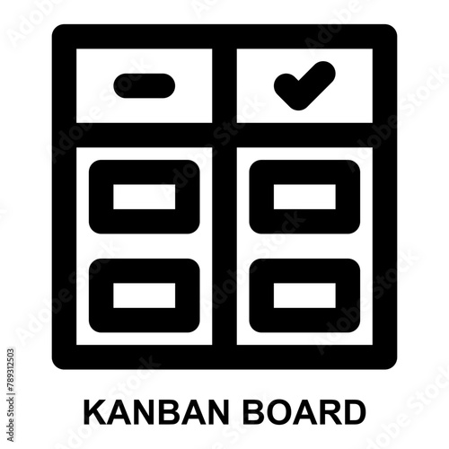 kanban, board, work status, task status, agile, project management, task management, pin board expanded agile outline icon for web mobile app presentation printing