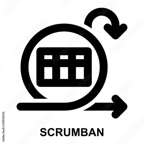 scrumban, scrum, kanban, agile, project management, methodology expanded agile outline icon for web mobile app presentation printing photo