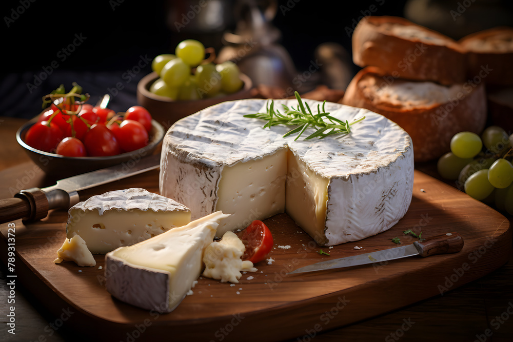 Saint-Nectaire Cheese on a farmers market stand