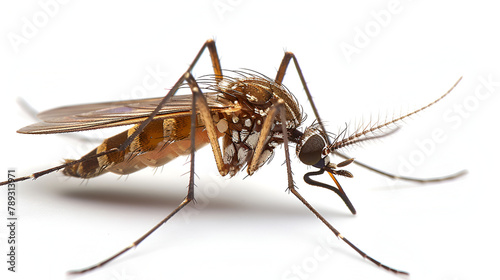 Dead mosquito isolated on white with copy space, generative ai