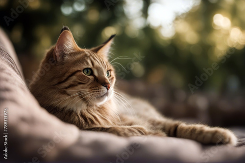 Sitzende getigerte Katze isolated black gentle young attitude eye white head boy domestic cat tiger oblique look release watchful sit sitting © mohamedwafi