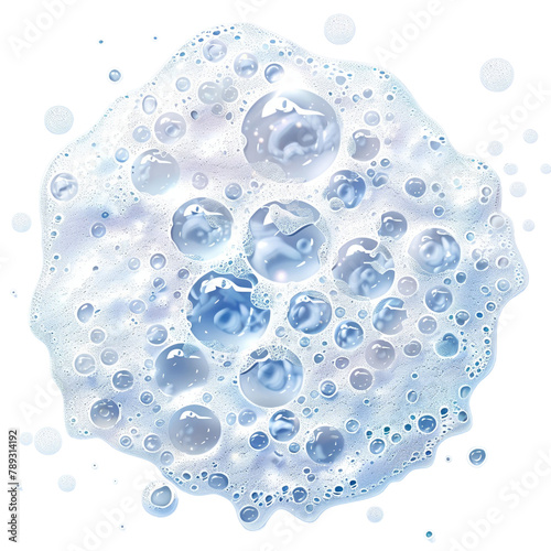 Laying foam Soap bubbles on white background With perforations Top view cartoon 2D  illustration on white background Looks minimalist