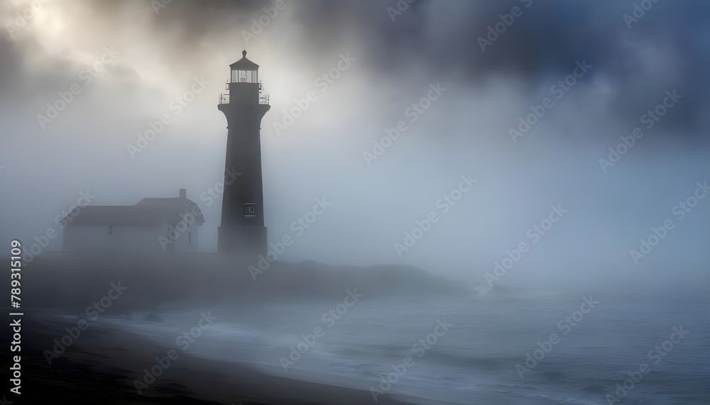 lighthouse in fog