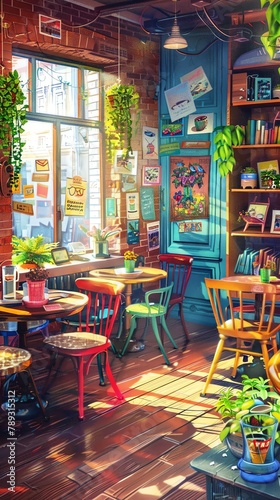 A cozy cafe filled with laughter and conversation