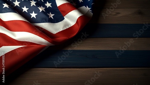American flag on a wooden background