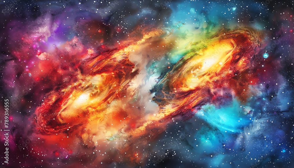 Fototapeta premium Intense connection between two galaxies