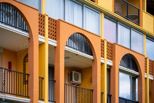 arch facade balcony detail - Cap d'Agde, France photo