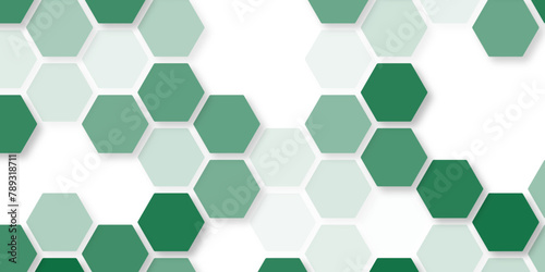 Vector hexagons pattern. Geometric abstract background with simple hexagonal elements. Green hexagon structure on the white background.