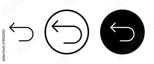 Undo vector icon set. return back arrow button icon suitable for apps and websites UI designs. photo
