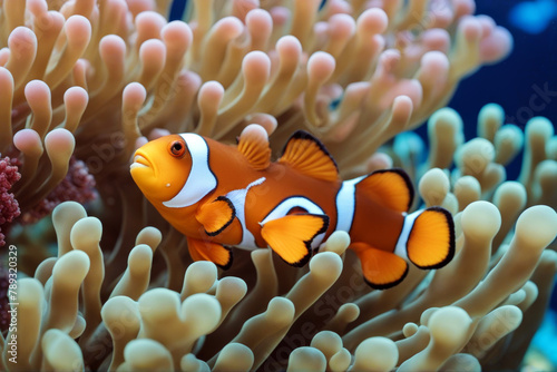 anemone Clownfish reef tropical coral giant aquatic shelter red habitat sea swimming fauna invertebrate yellow environment fish fan wild wildlife underwater animal © mohamedwafi