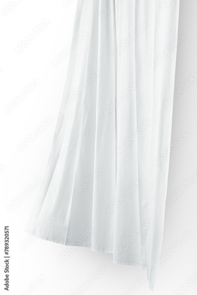 White drapery hanging from a curtain rod design element