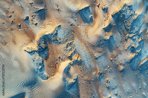 aerial view of sand dunes in desert landscape natural patterns and textures © Lucija