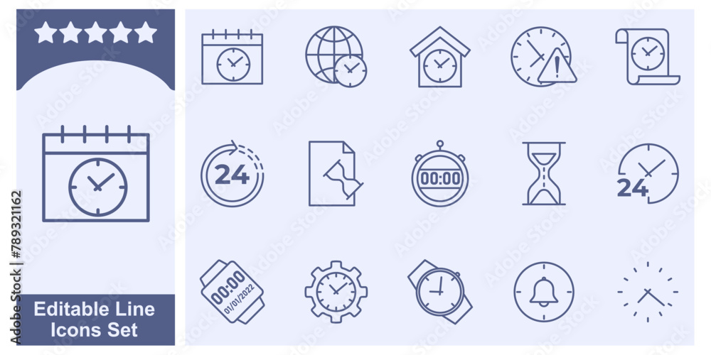 Time and Clock set icon symbol template for graphic and web design collection logo vector illustration Time and Clock set icon symbol template for graphic and web design collection logo vector illustration