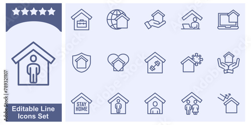 stay home icon set. real estate symbol template for graphic and web design collection logo vector illustration