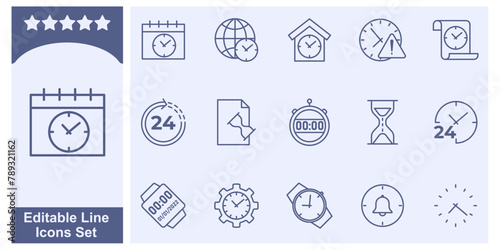 Time and Clock set icon symbol template for graphic and web design collection logo vector illustration