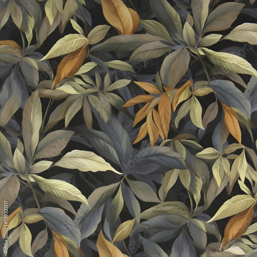 Seamless pattern with leaves. Hand-drawing illustration.