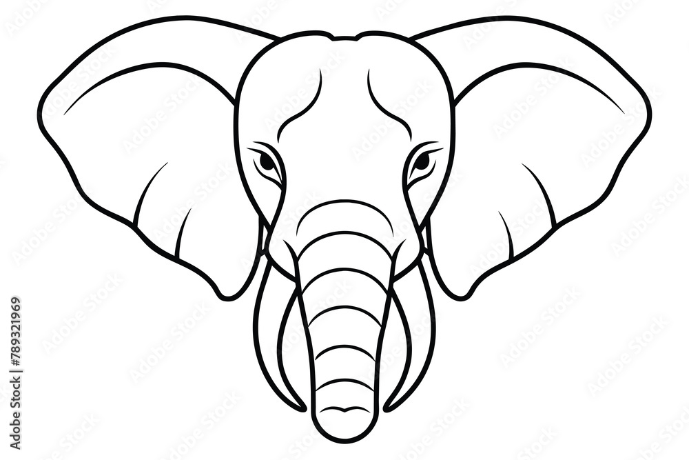 Elephant front face line art vector illustration Elephant front face line art vector illustration