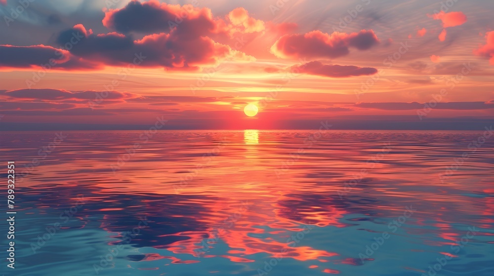 Mesmerizing Sunset Over Tranquil Lagoon with Vibrant Reflections on the Water