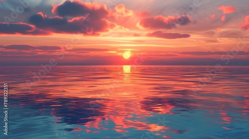 Mesmerizing Sunset Over Tranquil Lagoon with Vibrant Reflections on the Water