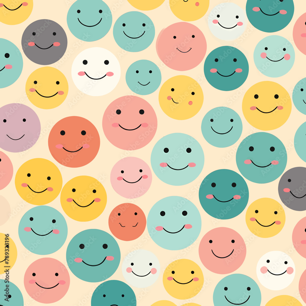 Seamless pattern with smiling emoticons. Vector illustration for your design