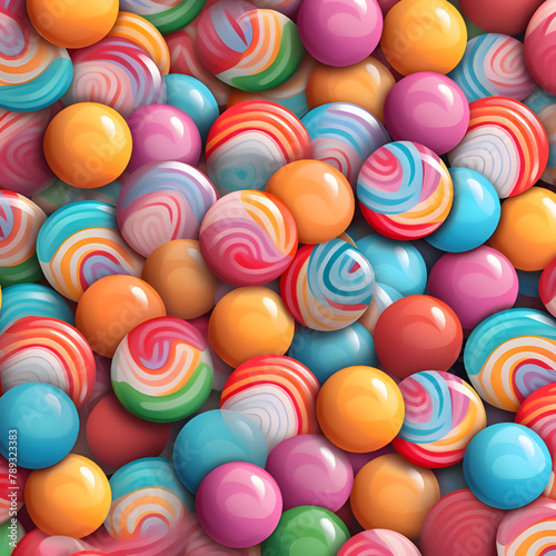Seamless pattern of multicolored lollipops.