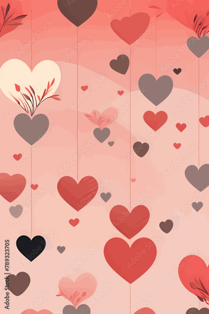 Valentine's day abstract background with hearts. Vector illustration.