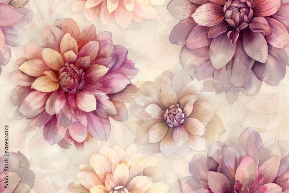 seamless pattern watercolor red and pink dahlia flowers seamless pattern watercolor red and pink dahlia flowers