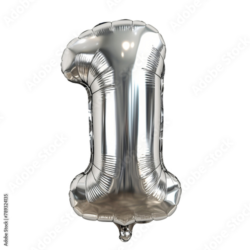gold balloon number 1 on a transparent background isolated