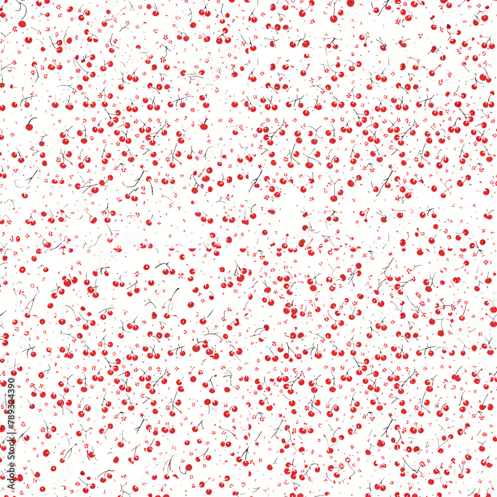 Seamless pattern with red berries on white background. Vector illustration.