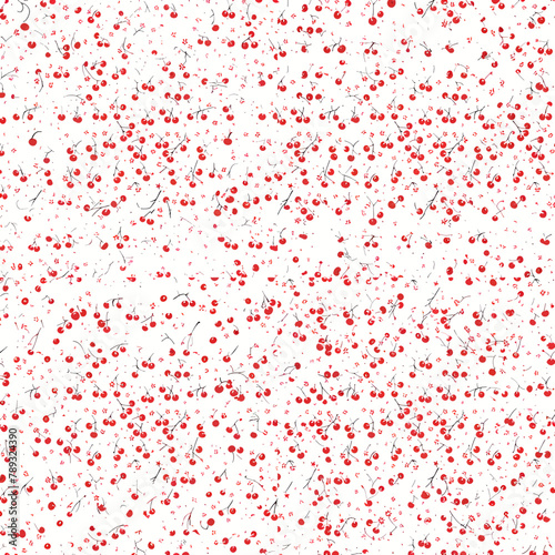 Seamless pattern with red berries on white background. Vector illustration.