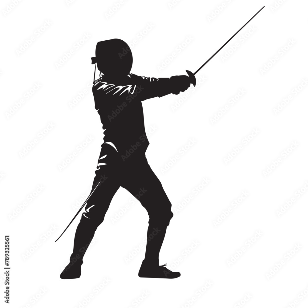 Vector silhouette of a fencing sports person. Flat cutout icon