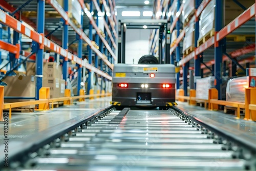 automated guided vehicle agv efficiently transporting goods in modern warehouse logistics and distribution center