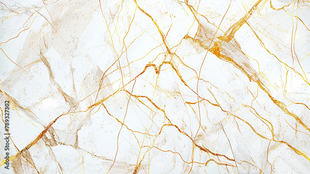 This portrayal showcases of glossy, white marble with thin, delicate veins of pure gold, creating a rich and elegant texture. in a stunning visual representation.