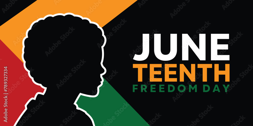 June Teenth Freedom Day. Great for cards, banners, posters, social media and more. Black background.