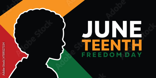 June Teenth Freedom Day. Great for cards, banners, posters, social media and more. Black background.