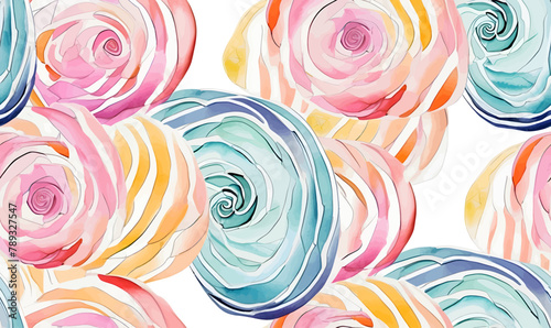 Seamless pattern with watercolor roses. Hand drawn vector illustration.