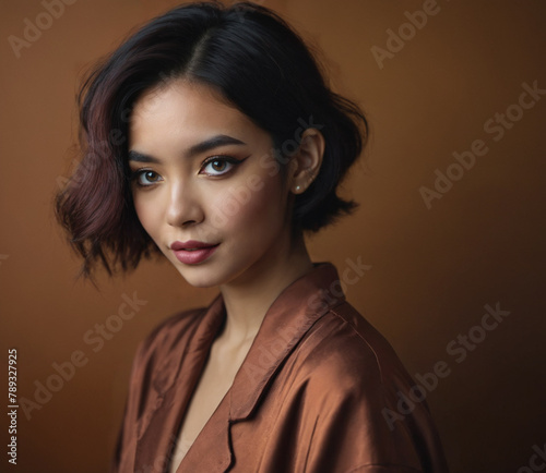young adult woman with shor...