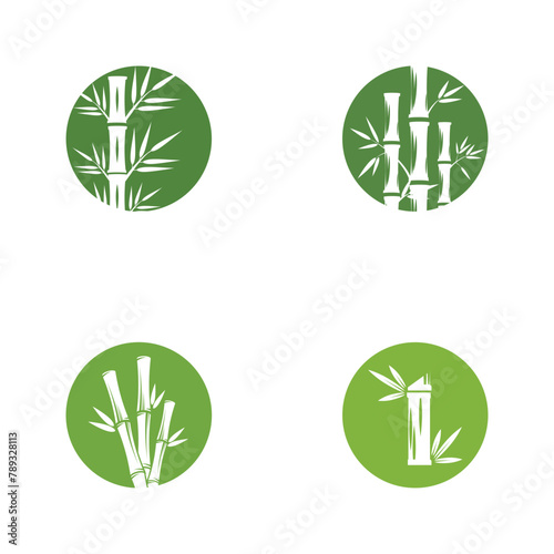 Free Download Bamboo logo with green leaf vector icon template - GFXLoad