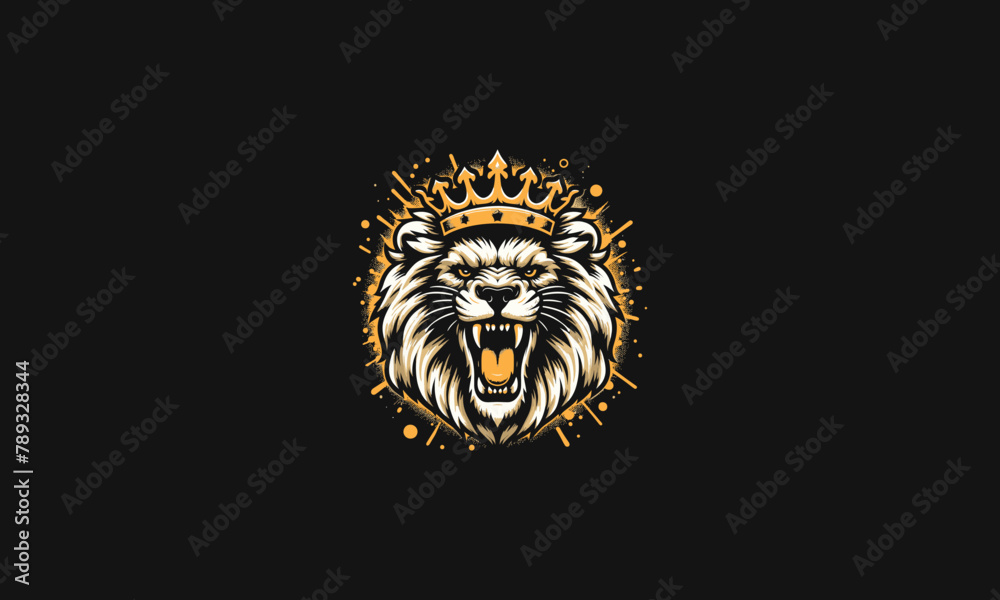 Obraz premium head lion wearing crown roar vector mascot design