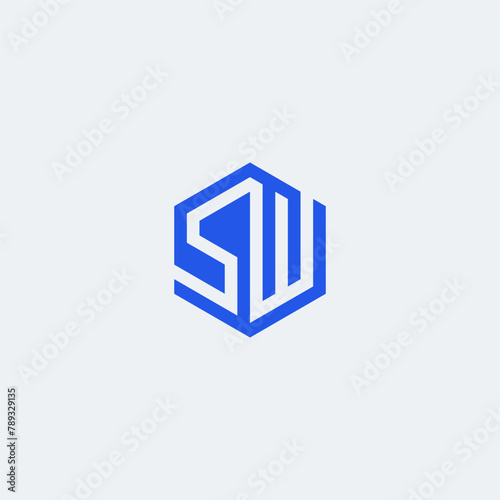 SW monogram logo in blue hexagon shape