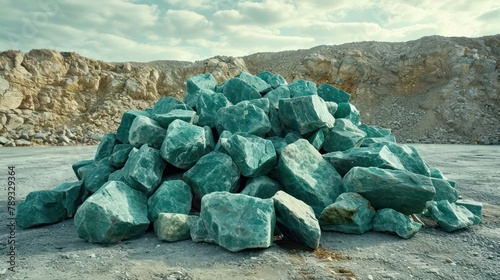 pile tons of emerald stone landscape