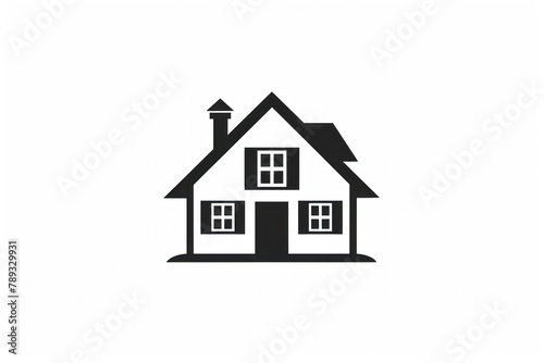 simple house logo  using simple shapes and lines isolated on white background
