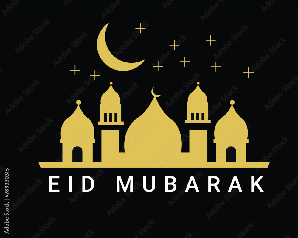 Eid T-Shirt Design Vector File , Typography T-Shirt Design, Simple Eid Mubarak T shirt design, Islamic T-shirt design, Template for background, banner, card, poster, t-shirt with text inscription.
