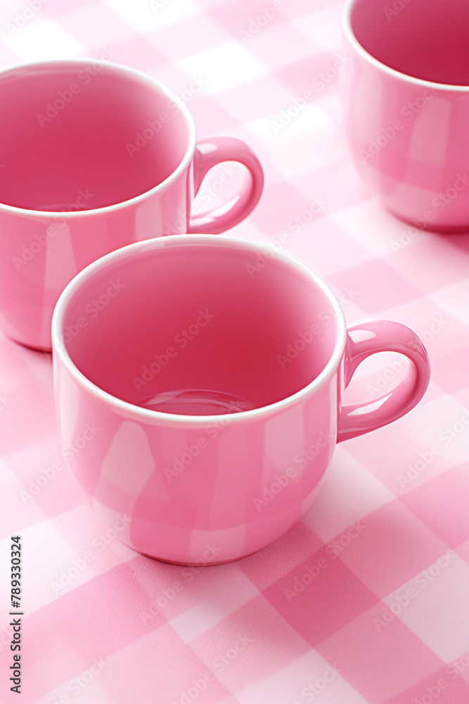 Mugs with tartan patterns, pink christmas сreated with Generative Ai Mugs with tartan patterns, pink christmas сreated with Generative Ai