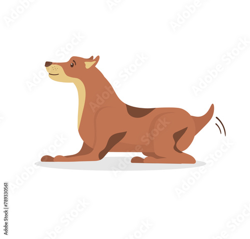 Dogs collection isolated on white background. Dogs tricks icons and workout action digging dirt, jump, sleeping running and barking. Cartoon set character in flat style. Vector illustration. © Little Monster 2070